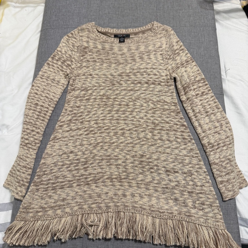 Style & Co. Tan Knit Sweater Dress